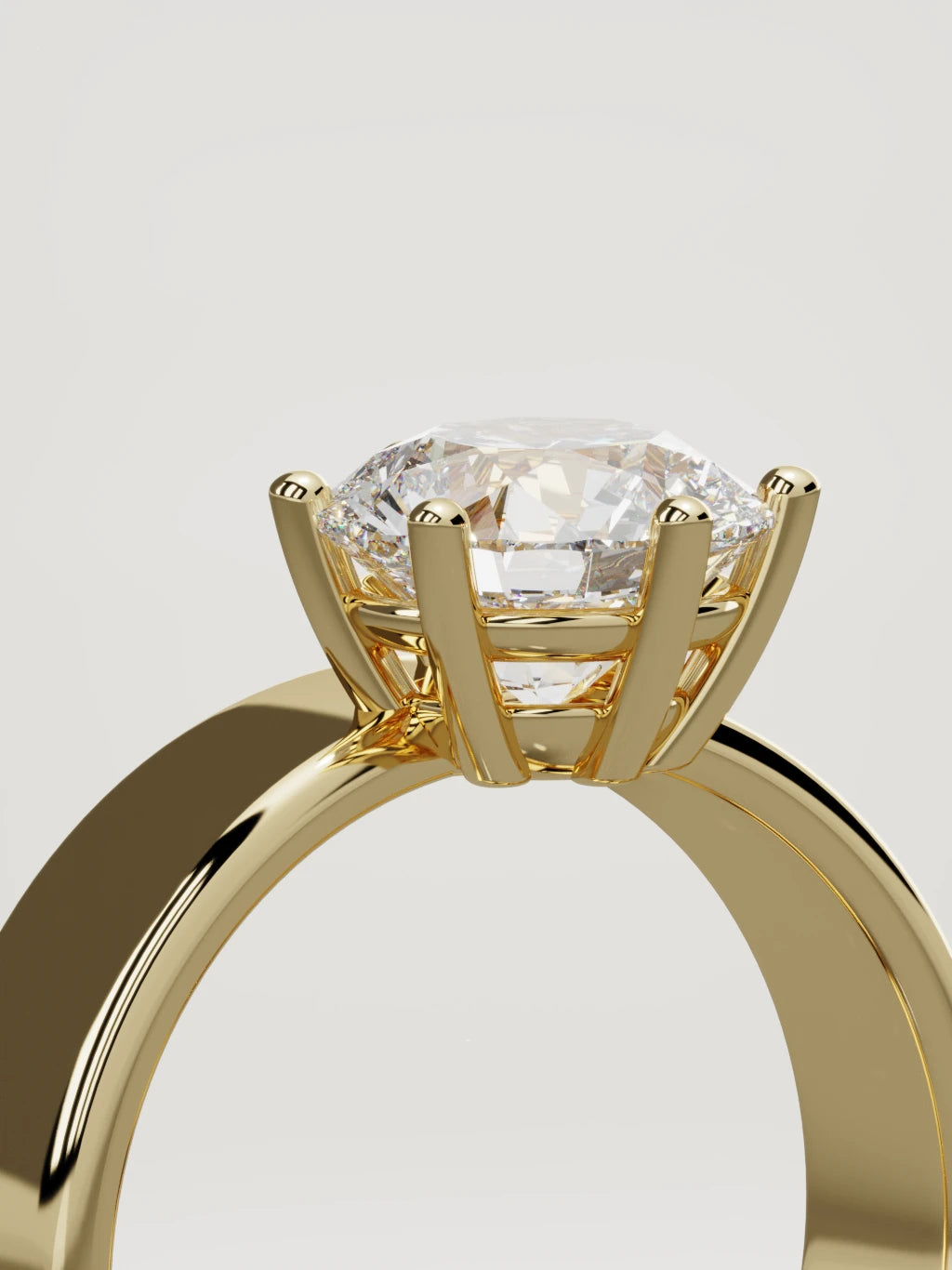 The Joya round lab-grown diamond solitaire in 14K yellow gold, standing three-quarter view