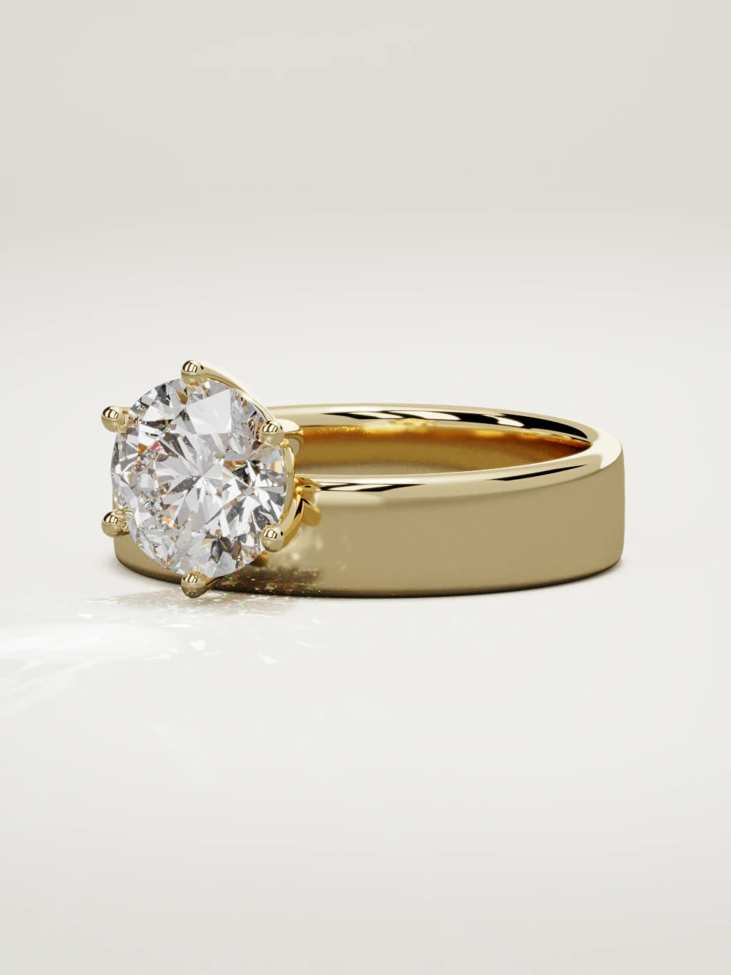 The Joya round lab-grown diamond solitaire in 14K yellow gold, three-quarter view