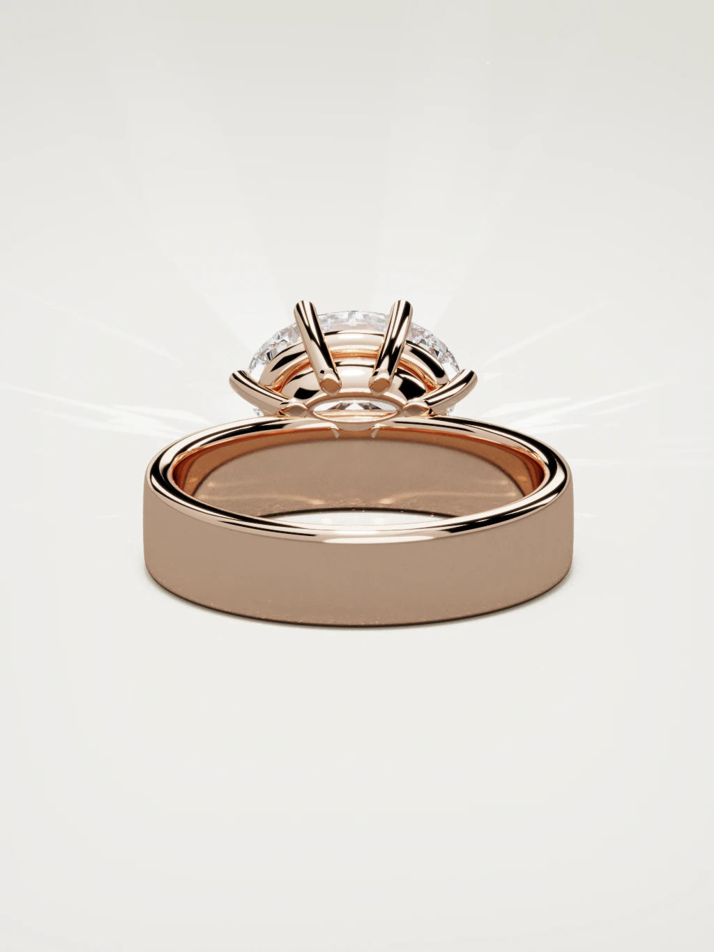 The Joya east-west oval lab-grown diamond solitaire in 14K rose gold, back view