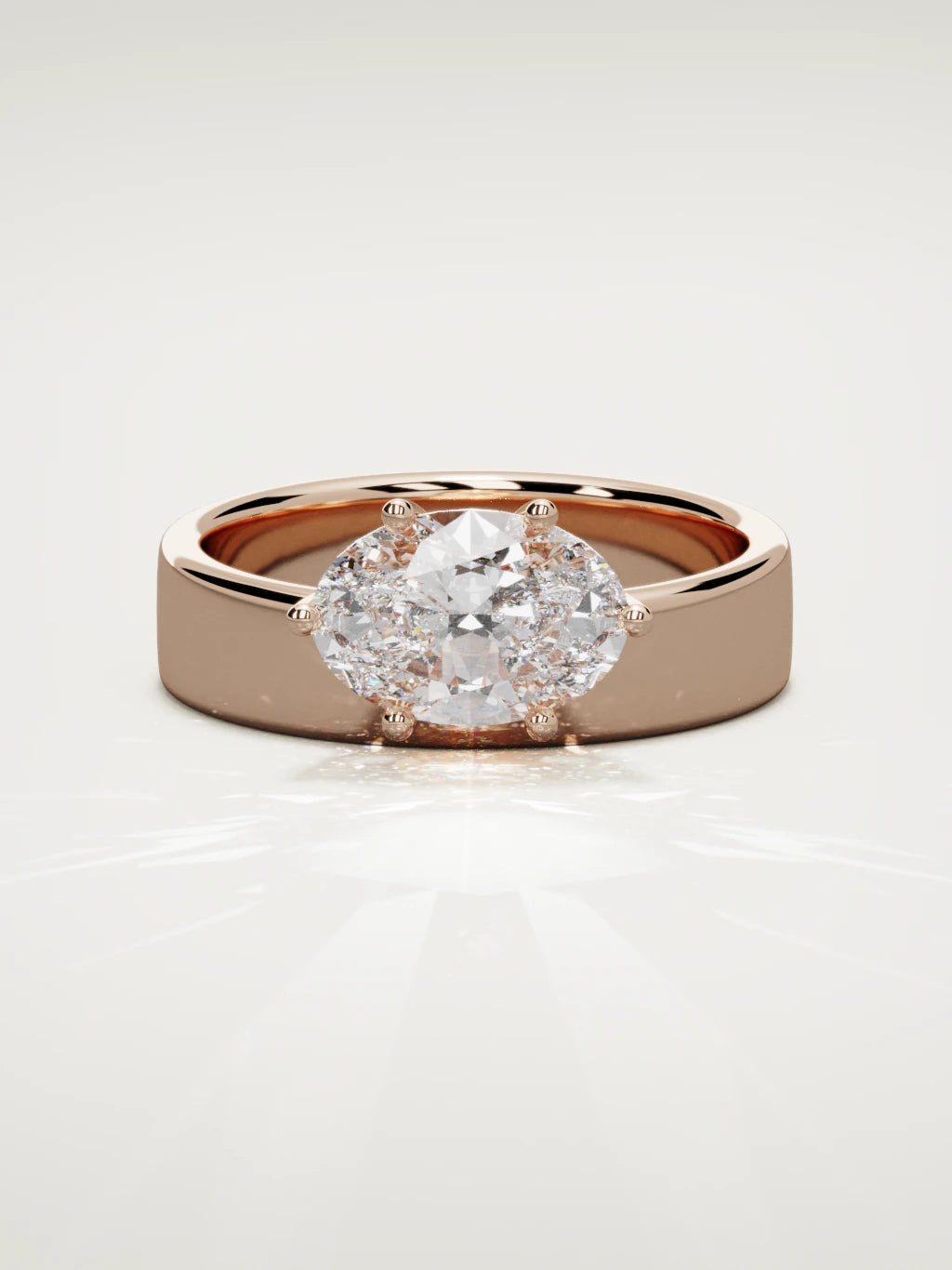 The Joya east-west oval lab-grown diamond solitaire in 14K rose gold, front view