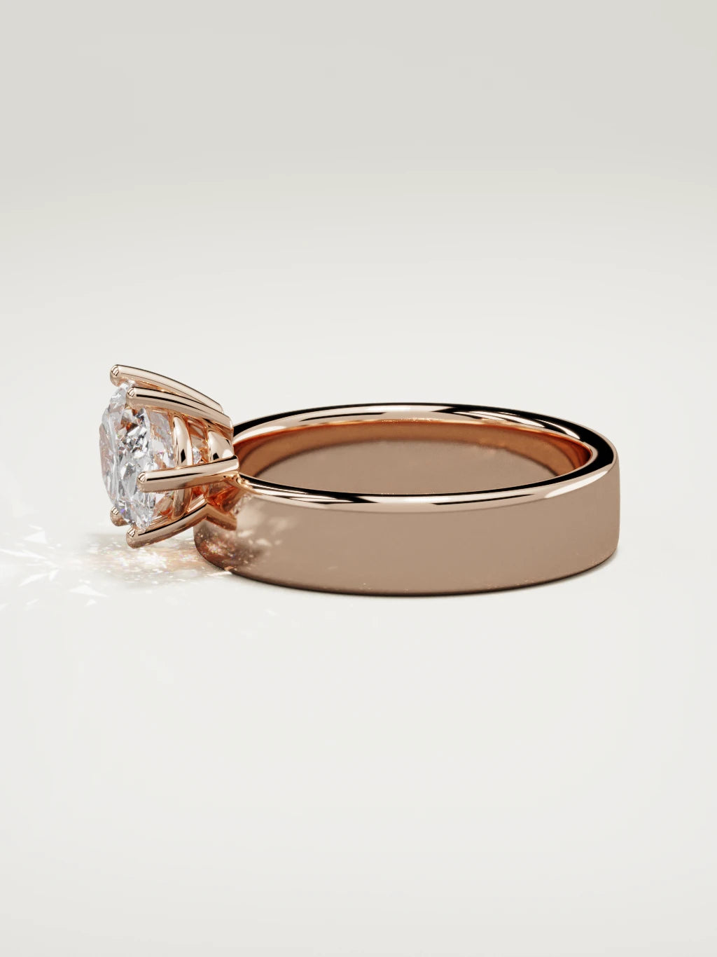 The Joya east-west oval lab-grown diamond solitaire in 14K rose gold, side view