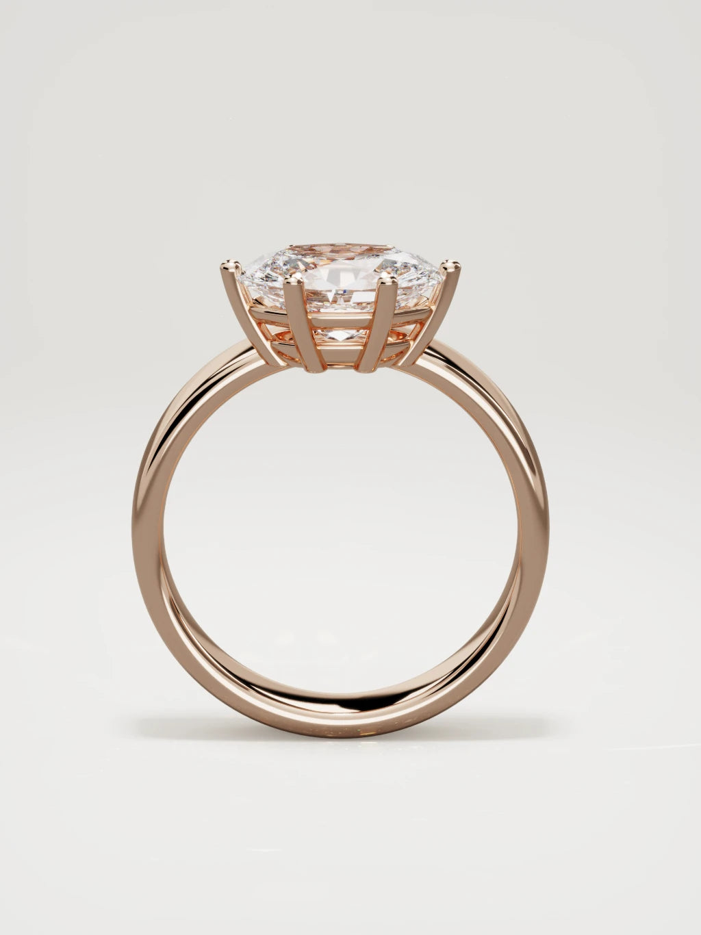 The Joya east-west oval lab-grown diamond solitaire in 14K rose gold, standing front view