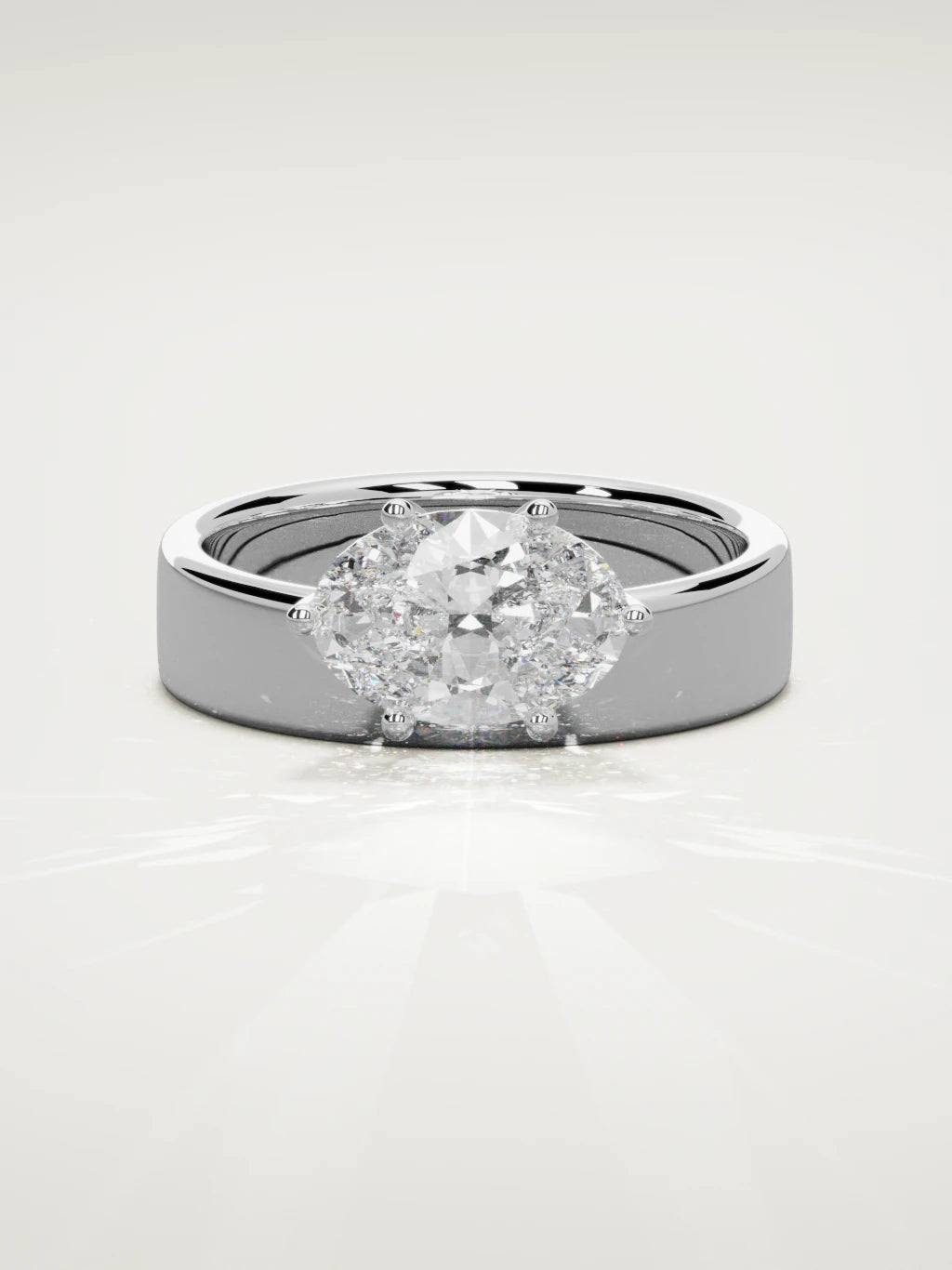 The Joya east-west oval lab-grown diamond solitaire in 14K white gold, front view