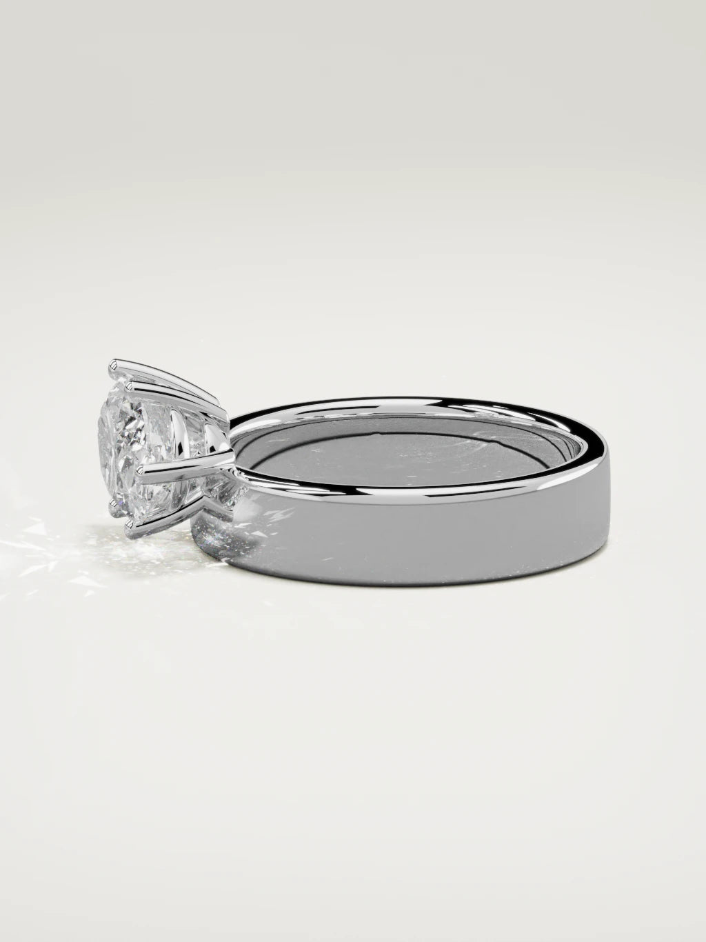 The Joya east-west oval lab-grown diamond solitaire in 14K white gold, side view