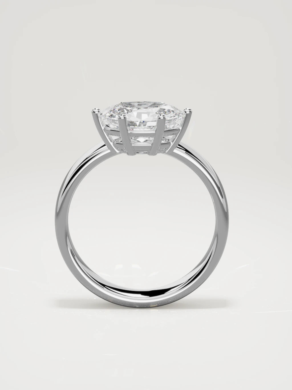 The Joya east-west oval lab-grown diamond solitaire in 14K white gold, standing front view