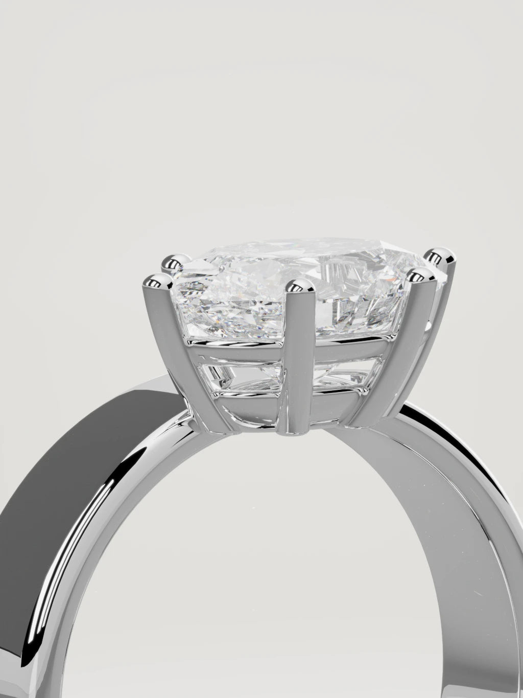 The Joya east-west oval lab-grown diamond solitaire in 14K white gold, standing three-quarter view
