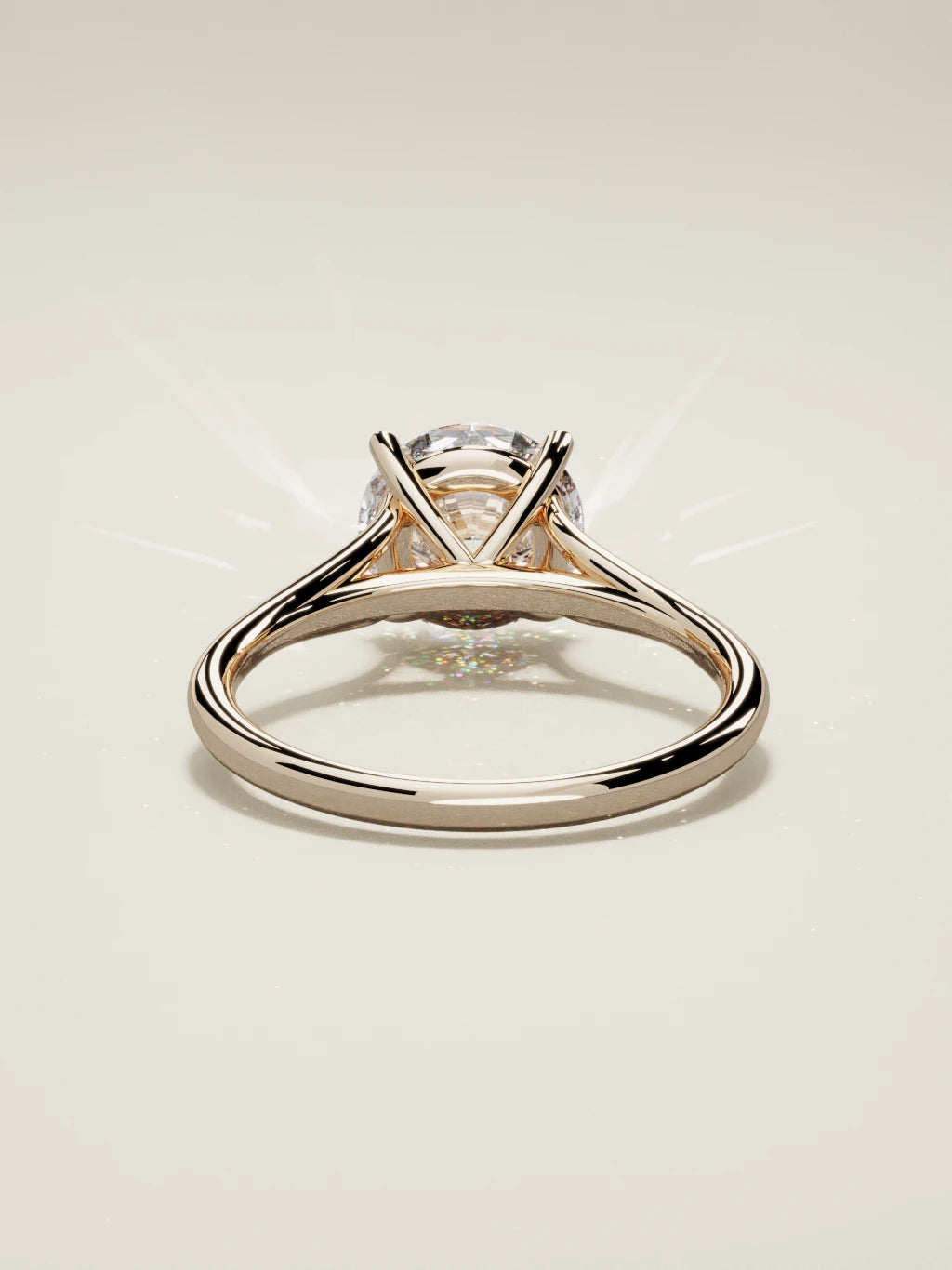 The Lazo round lab-grown diamond solitaire in 14K rose gold, back view