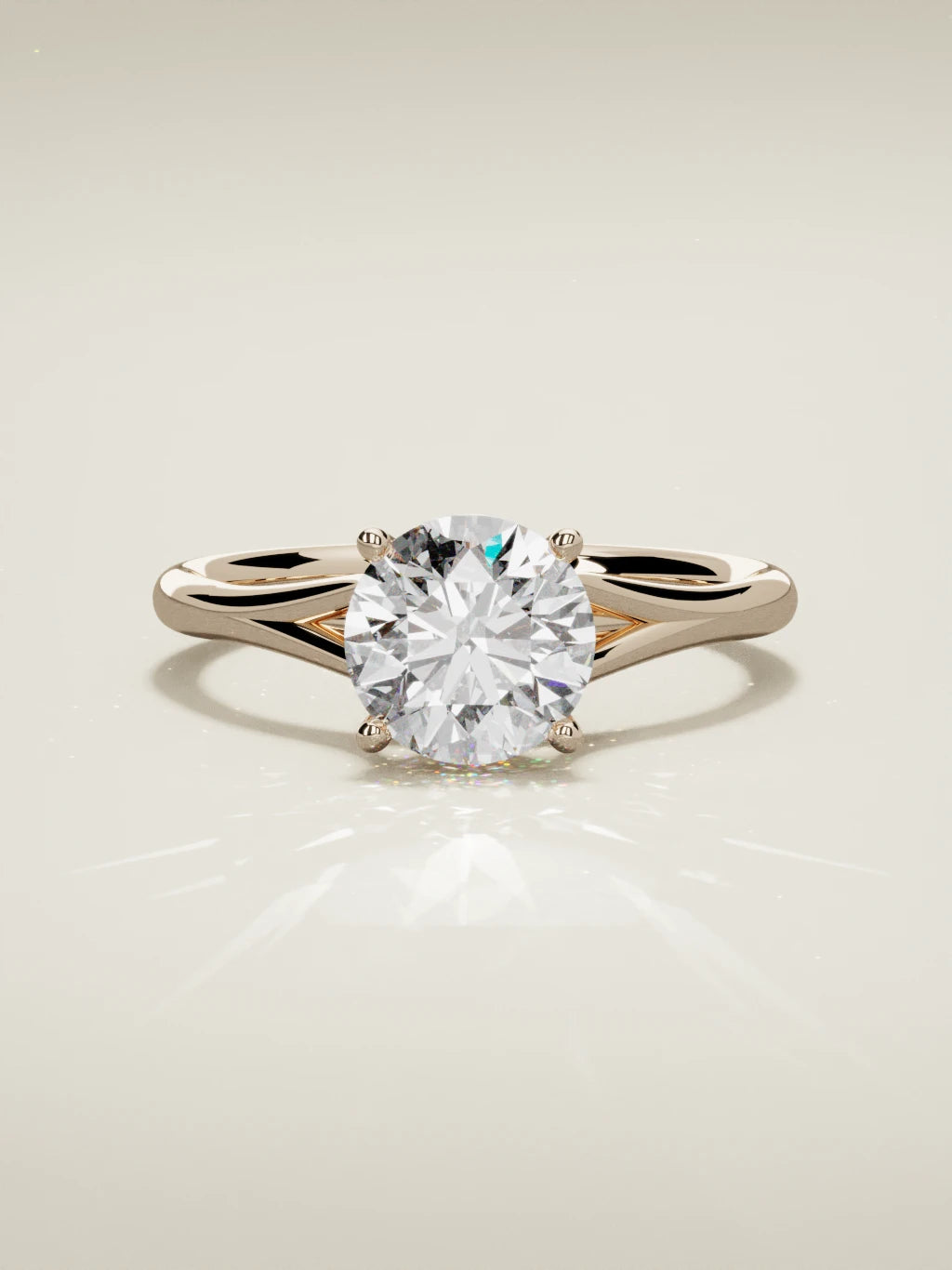 The Lazo round lab-grown diamond solitaire in 14K rose gold, front view