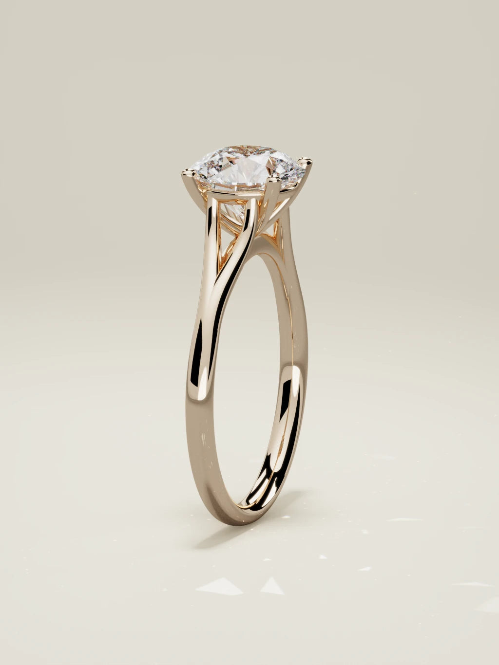 The Lazo round lab-grown diamond solitaire in 14K rose gold, standing front view