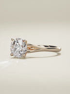 The Lazo round lab-grown diamond solitaire in 14K rose gold, three-quarter view