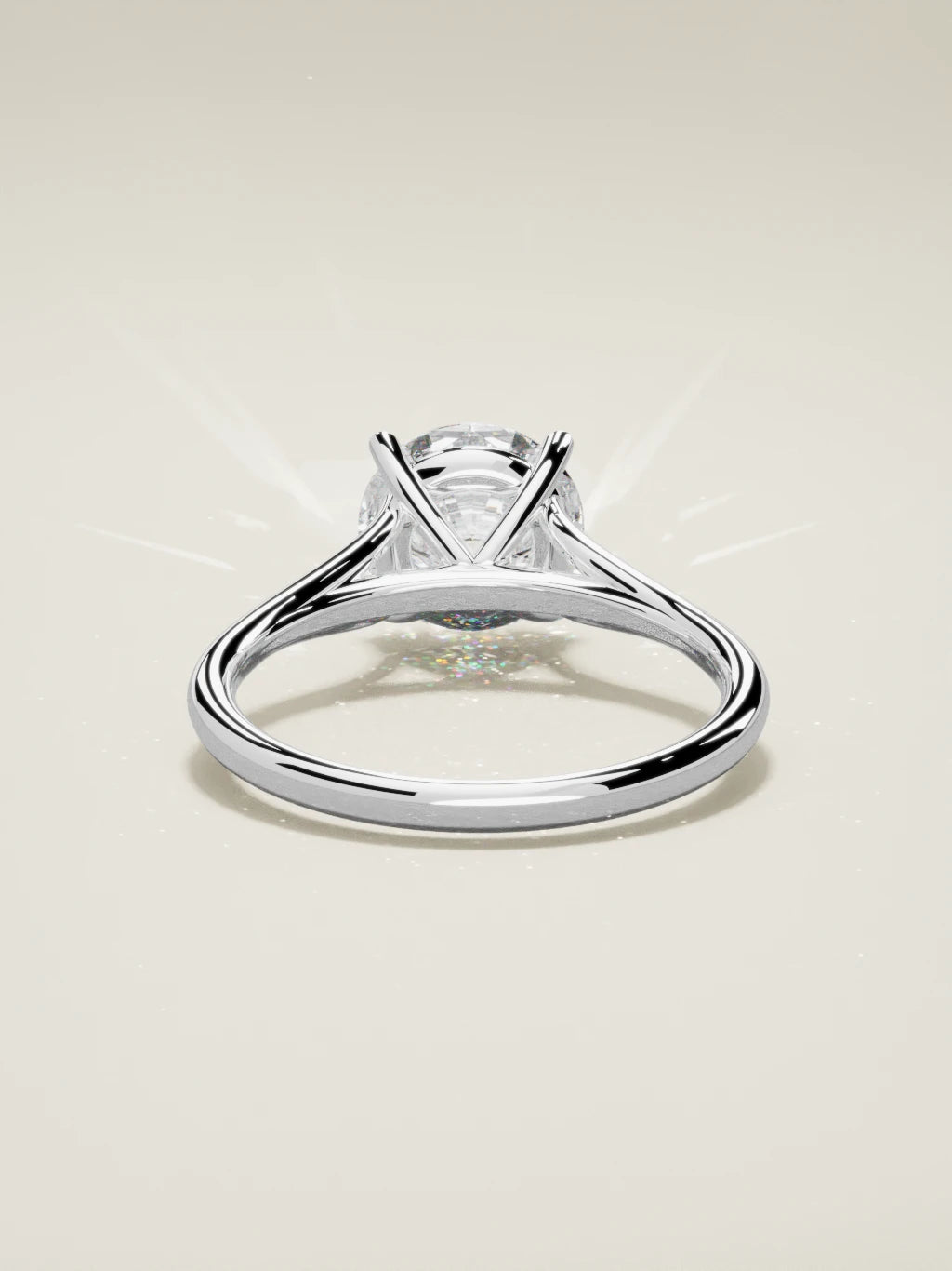 The Lazo round lab-grown diamond solitaire in 14K white gold, back view