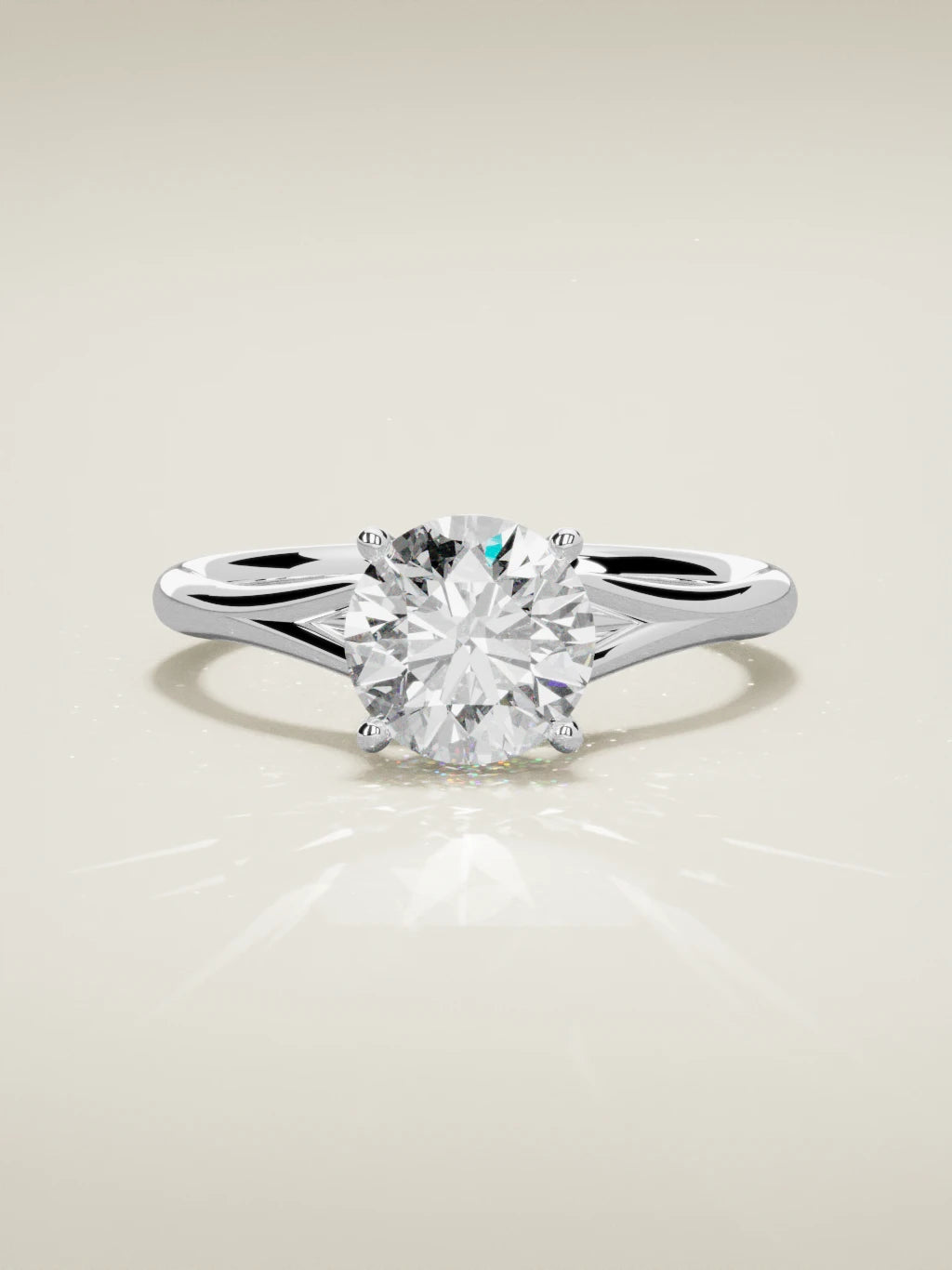 The Lazo round lab-grown diamond solitaire in 14K white gold, front view