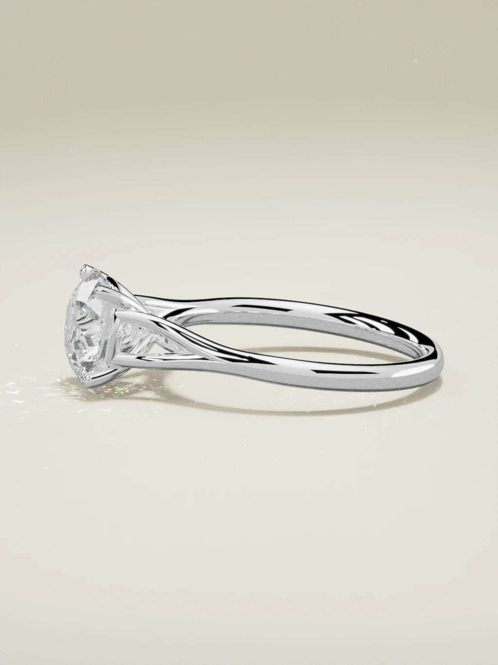 The Lazo round lab-grown diamond solitaire in 14K white gold, side view