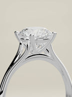 The Lazo round lab-grown diamond solitaire in 14K white gold, standing three-quarter view