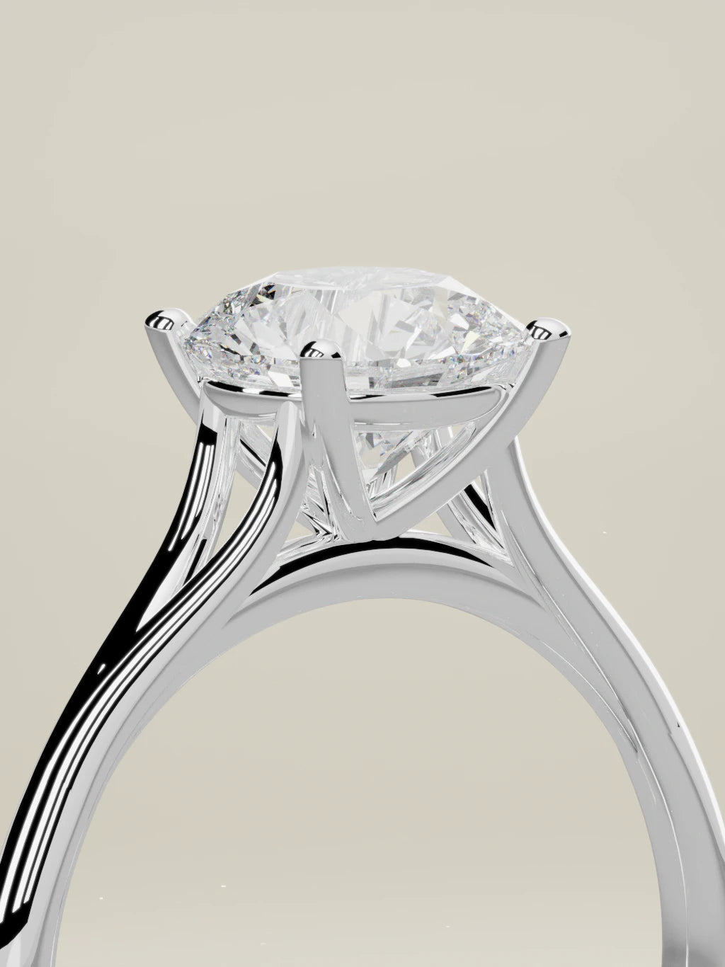 The Lazo round lab-grown diamond solitaire in 14K white gold, standing three-quarter view