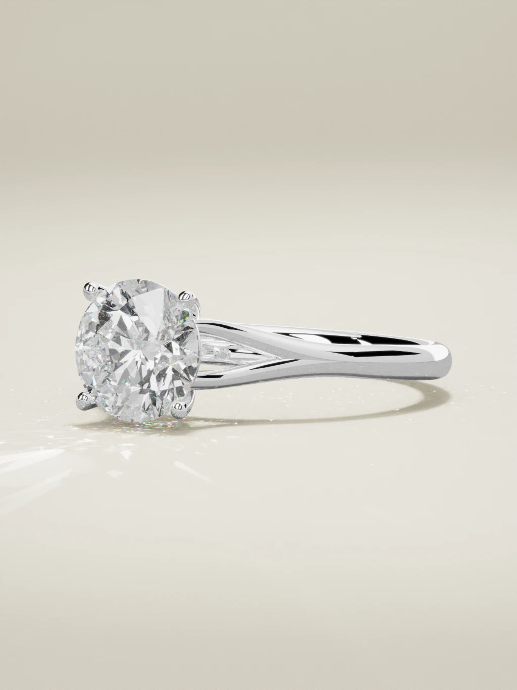 The Lazo round lab-grown diamond solitaire in 14K white gold, three-quarter view