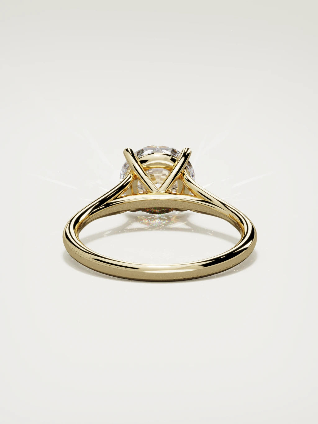 The Lazo round lab-grown diamond solitaire in 14K yellow gold, back view