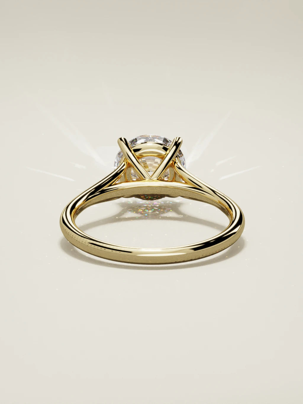 The Lazo round lab-grown diamond solitaire in 14K yellow gold, back view