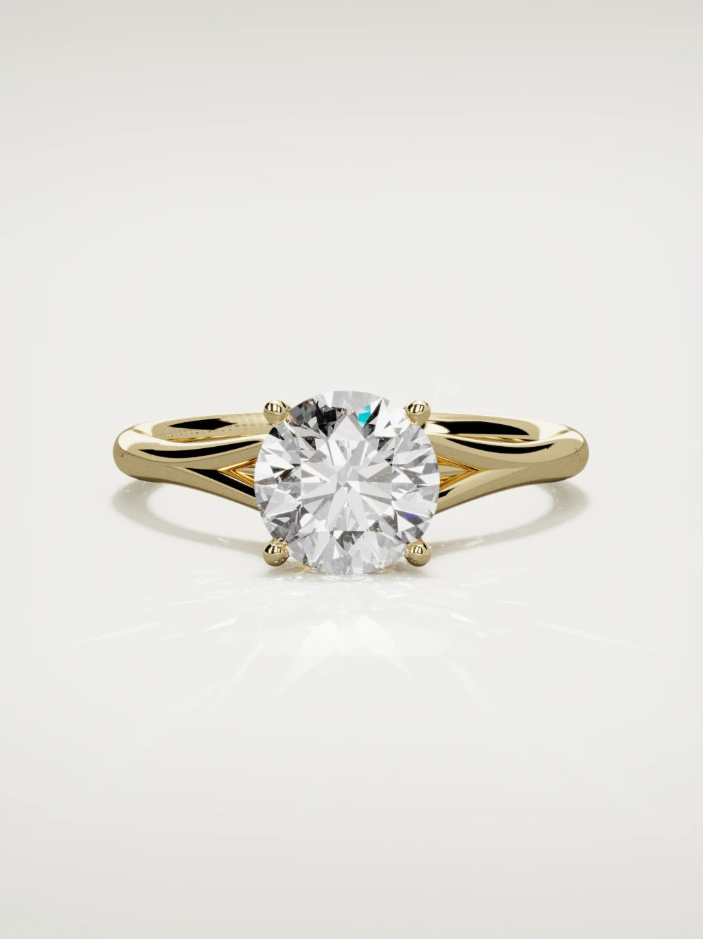 The Lazo round lab-grown diamond solitaire in 14K yellow gold, front view
