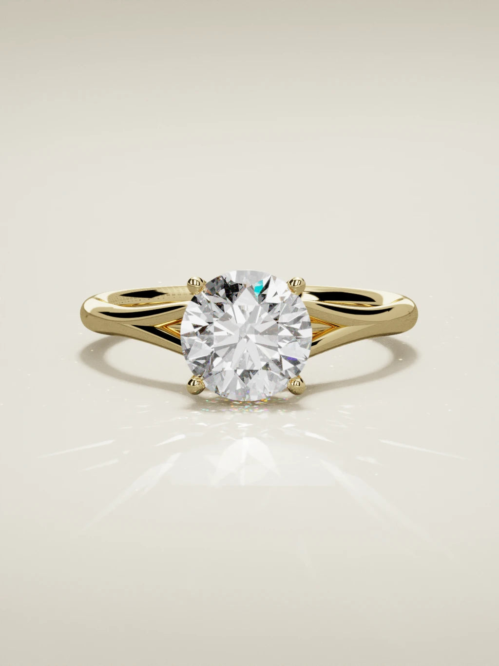 The Lazo round lab-grown diamond solitaire in 14K yellow gold, front view