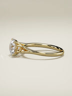 The Lazo round lab-grown diamond solitaire in 14K yellow gold, side view