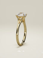 The Lazo round lab-grown diamond solitaire in 14K yellow gold, standing front view