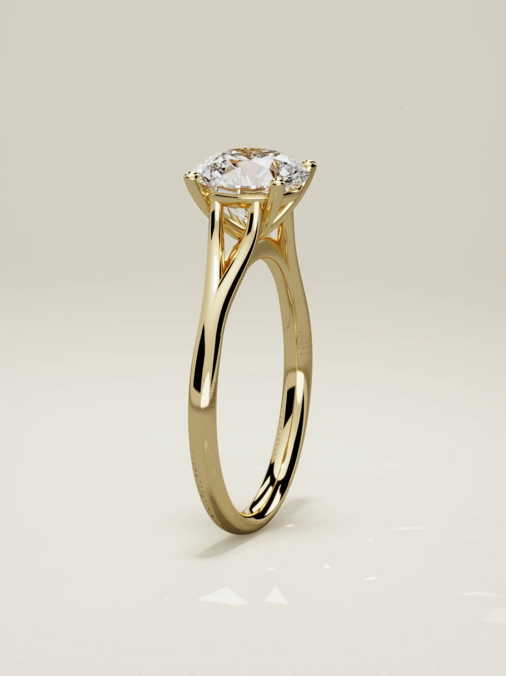 The Lazo round lab-grown diamond solitaire in 14K yellow gold, standing front view