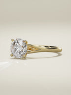 The Lazo round lab-grown diamond solitaire in 14K yellow gold, three-quarter view