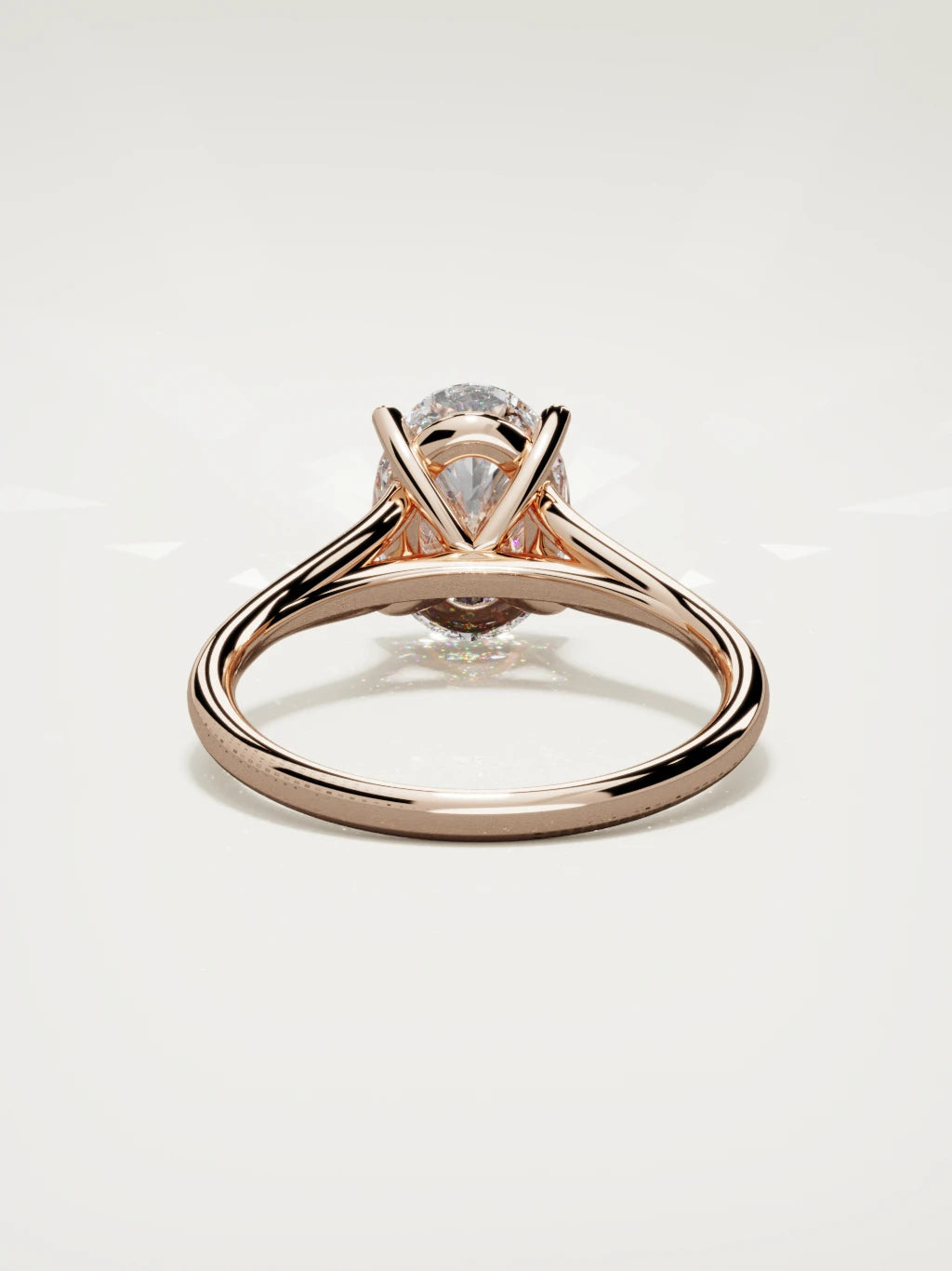 The Lazo oval lab-grown diamond solitaire in 14K rose gold, back view