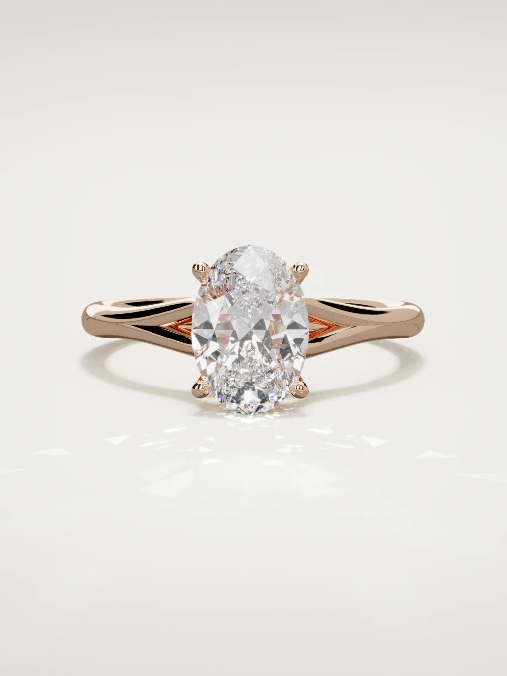 The Lazo oval lab-grown diamond solitaire in 14K rose gold, front view