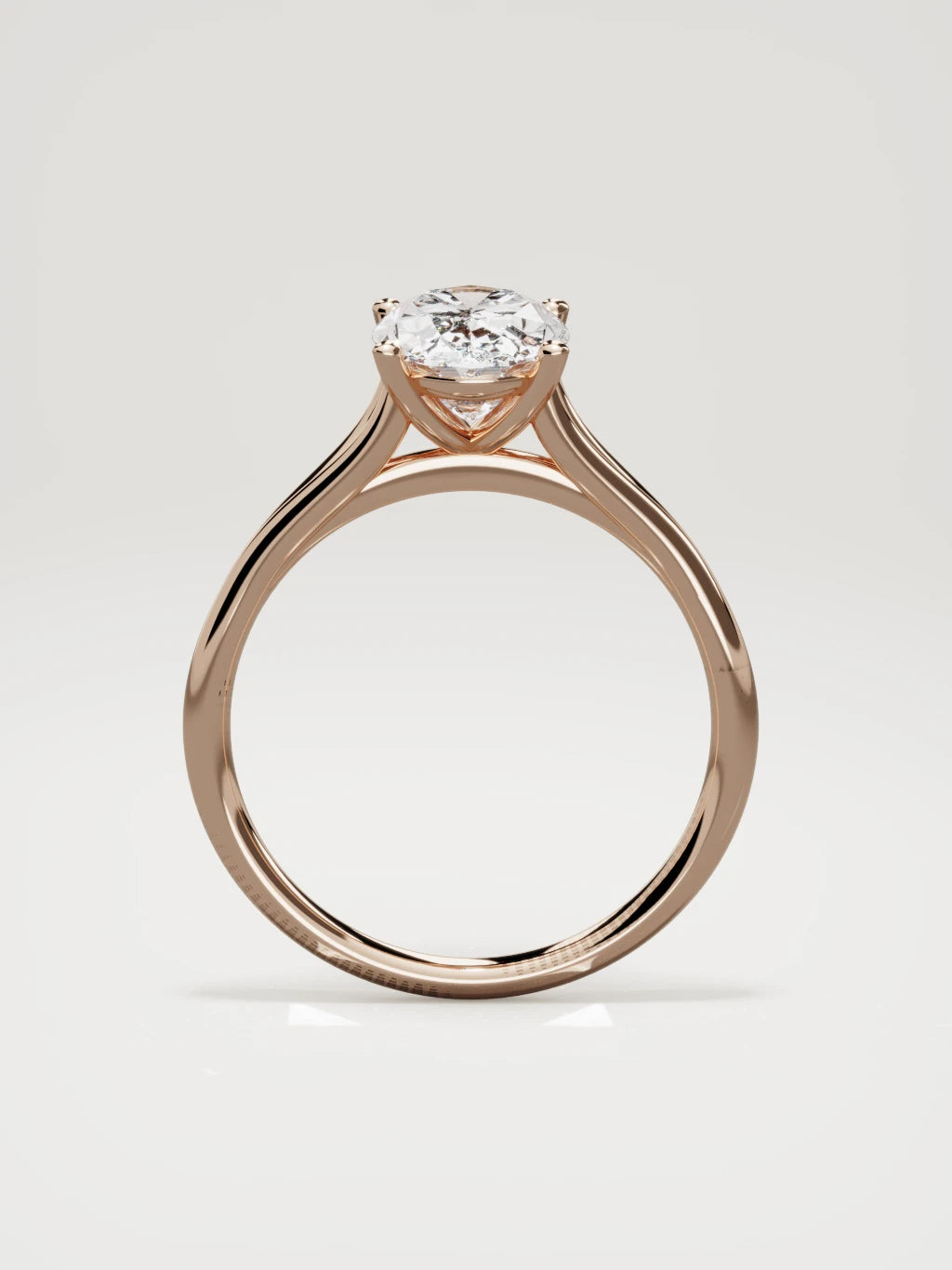 The Lazo oval lab-grown diamond solitaire in 14K rose gold, standing front view