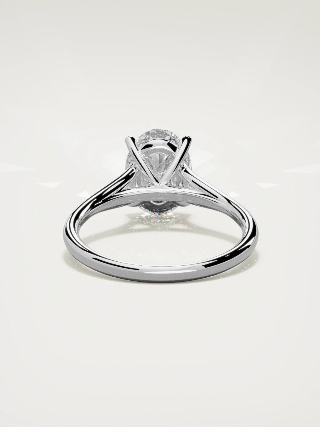 The Lazo oval lab-grown diamond solitaire in 14K white gold, back view