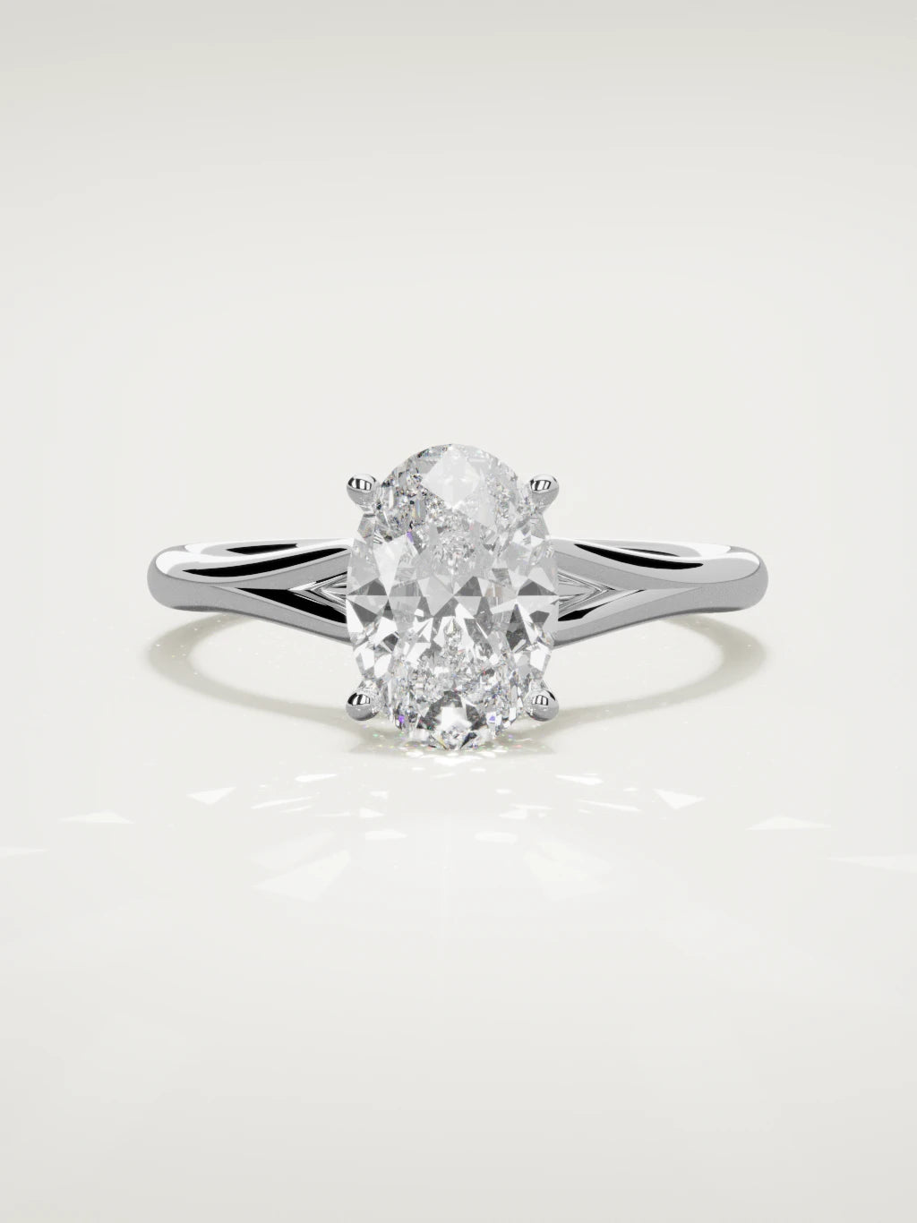 The Lazo oval lab-grown diamond solitaire in 14K white gold, front view