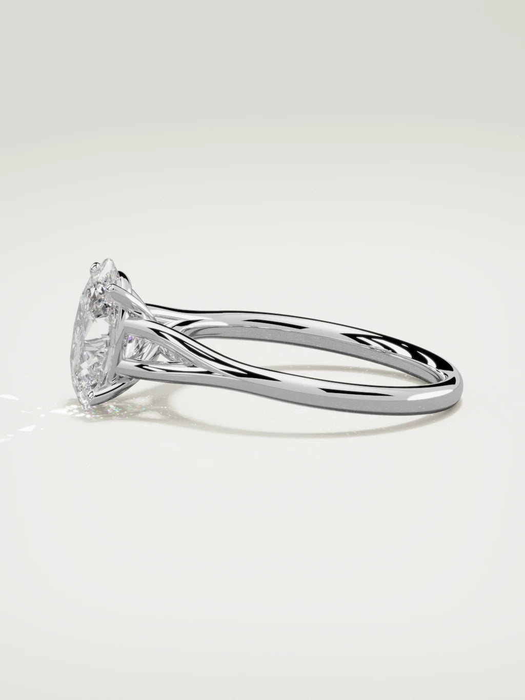 The Lazo oval lab-grown diamond solitaire in 14K white gold, side view