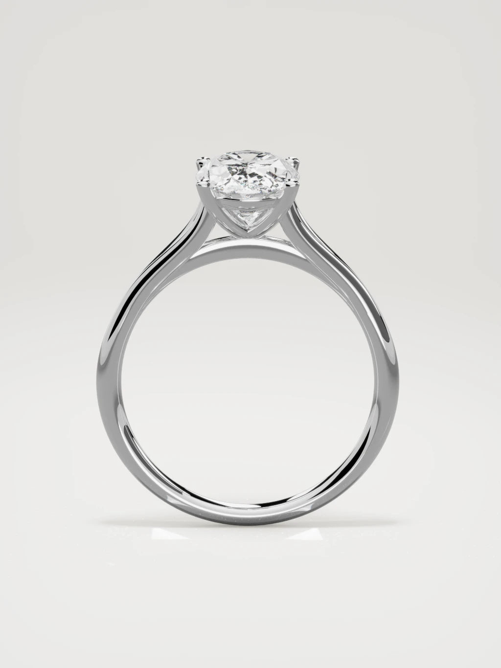 The Lazo oval lab-grown diamond solitaire in 14K white gold, standing front view