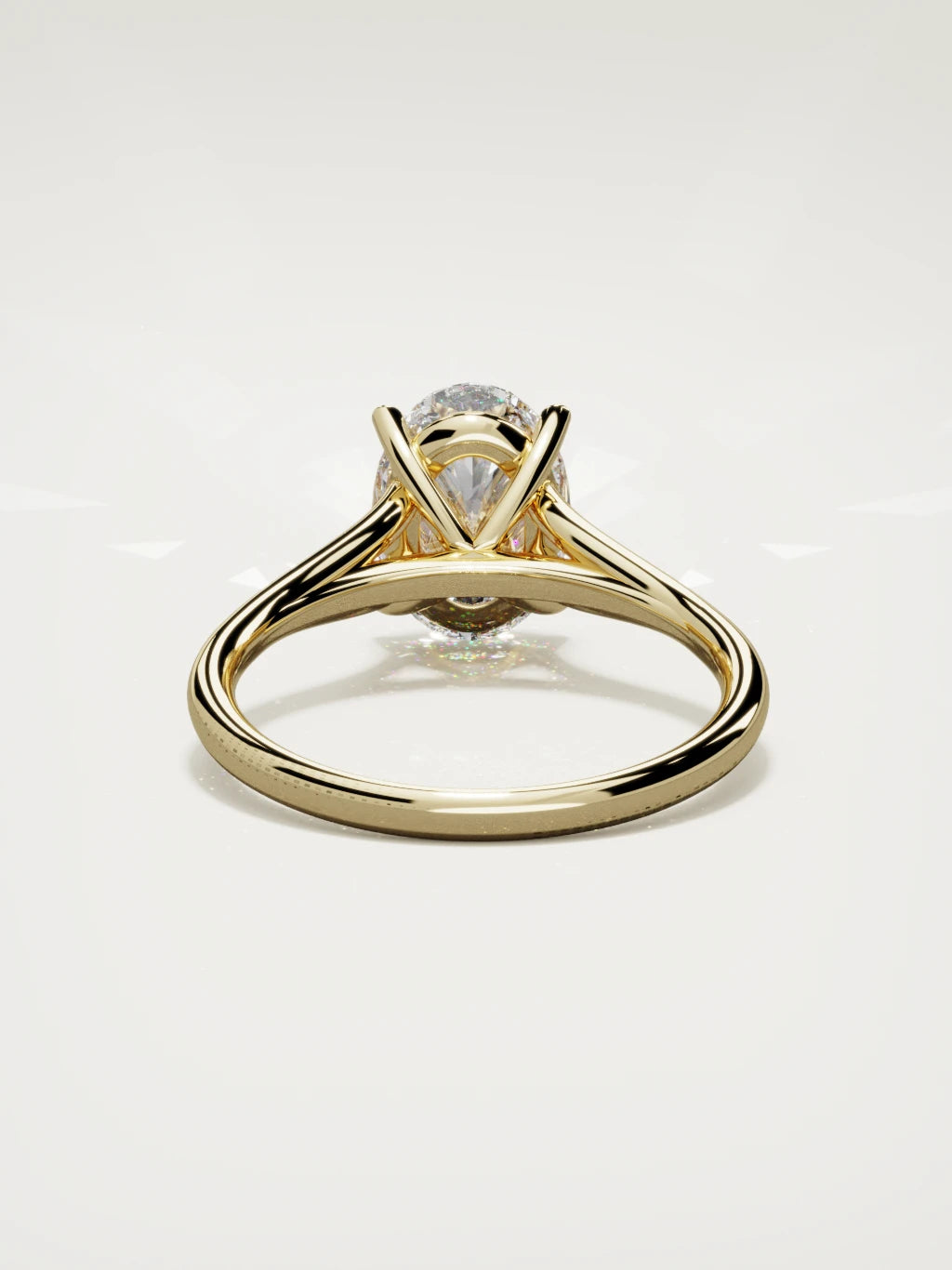 The Lazo oval lab-grown diamond solitaire in 14K yellow gold, back view