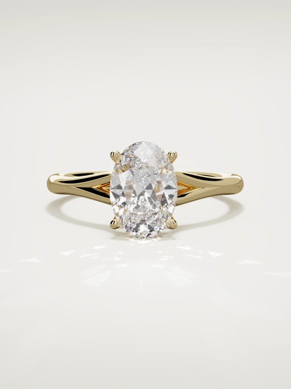 The Lazo oval lab-grown diamond solitaire in 14K yellow gold, front view