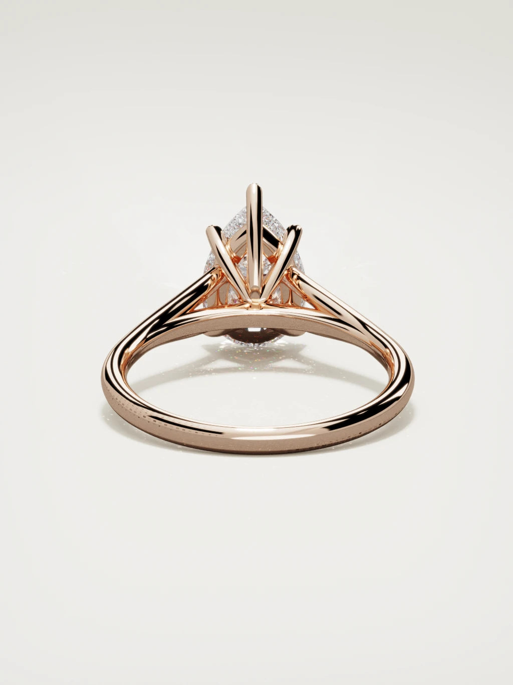 The Lazo pear-shaped lab-grown diamond solitaire in 14K rose gold, back view