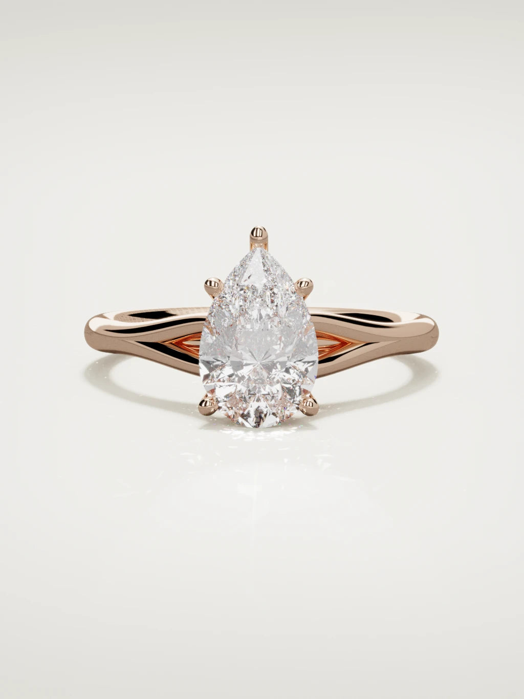 The Lazo pear-shaped lab-grown diamond solitaire in 14K rose gold, front view