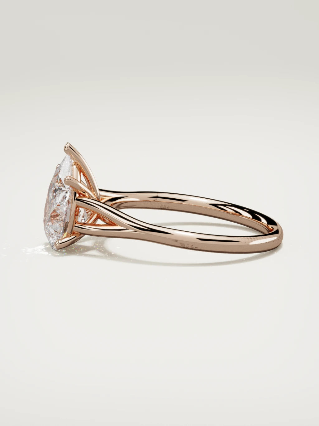 The Lazo pear-shaped lab-grown diamond solitaire in 14K rose gold, side view