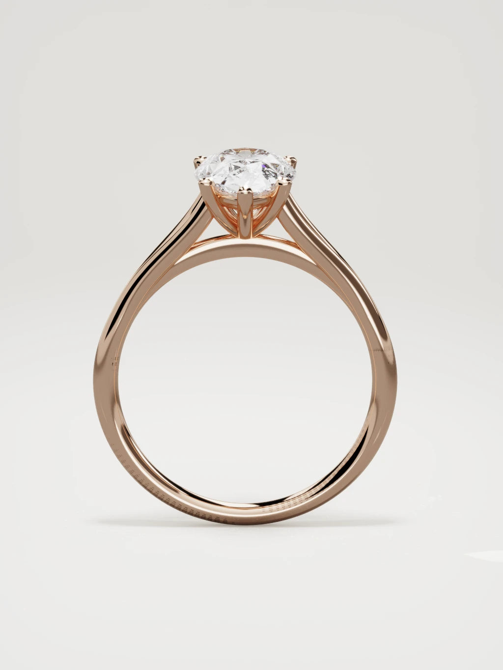 The Lazo pear-shaped lab-grown diamond solitaire in 14K rose gold, standing front view