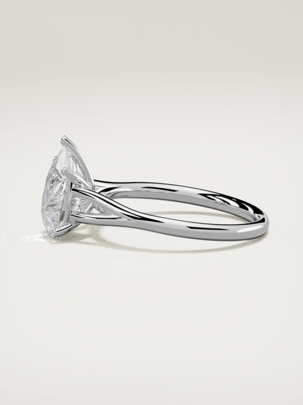 The Lazo pear-shaped lab-grown diamond solitaire in 14K white gold, side view