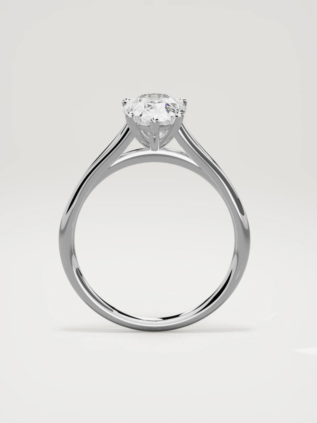 The Lazo pear-shaped lab-grown diamond solitaire in 14K white gold, standing front view