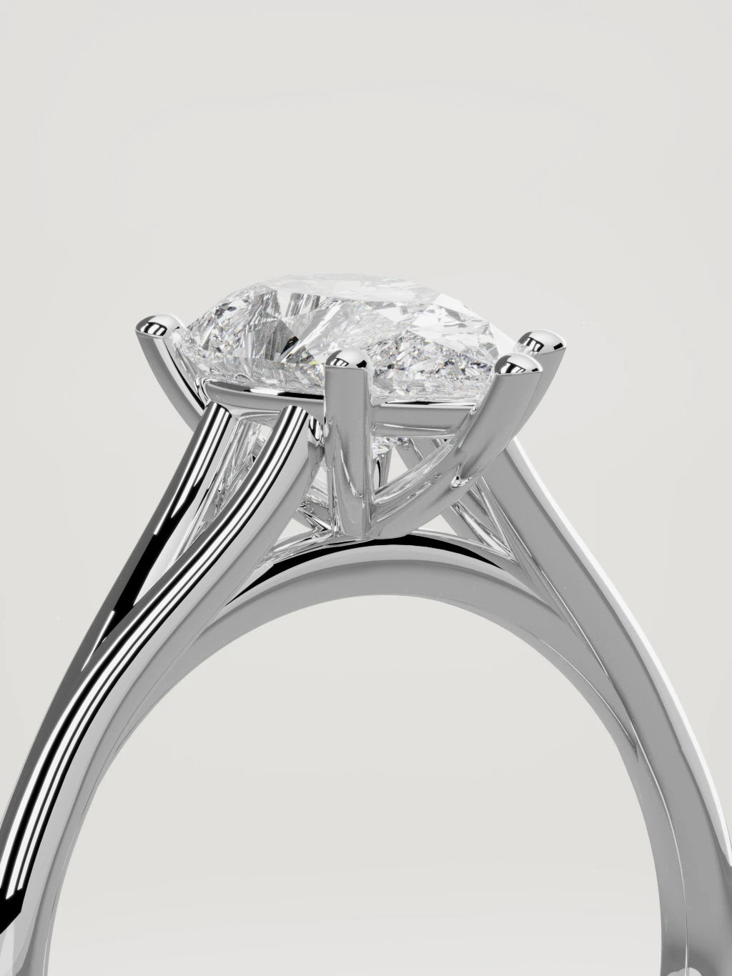 The Lazo pear-shaped lab-grown diamond solitaire in 14K white gold, standing three-quarter view