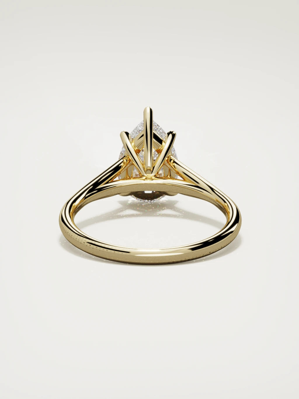 The Lazo pear-shaped lab-grown diamond solitaire in 14K yellow gold, back view