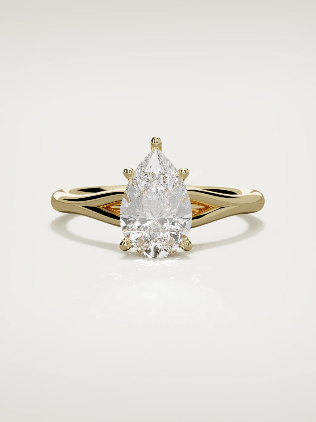 The Lazo pear-shaped lab-grown diamond solitaire in 14K yellow gold, front view