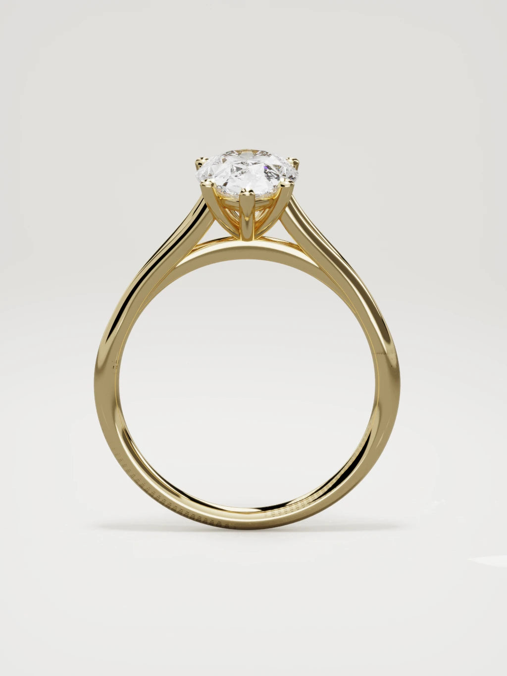 The Lazo pear-shaped lab-grown diamond solitaire in 14K yellow gold, standing front view