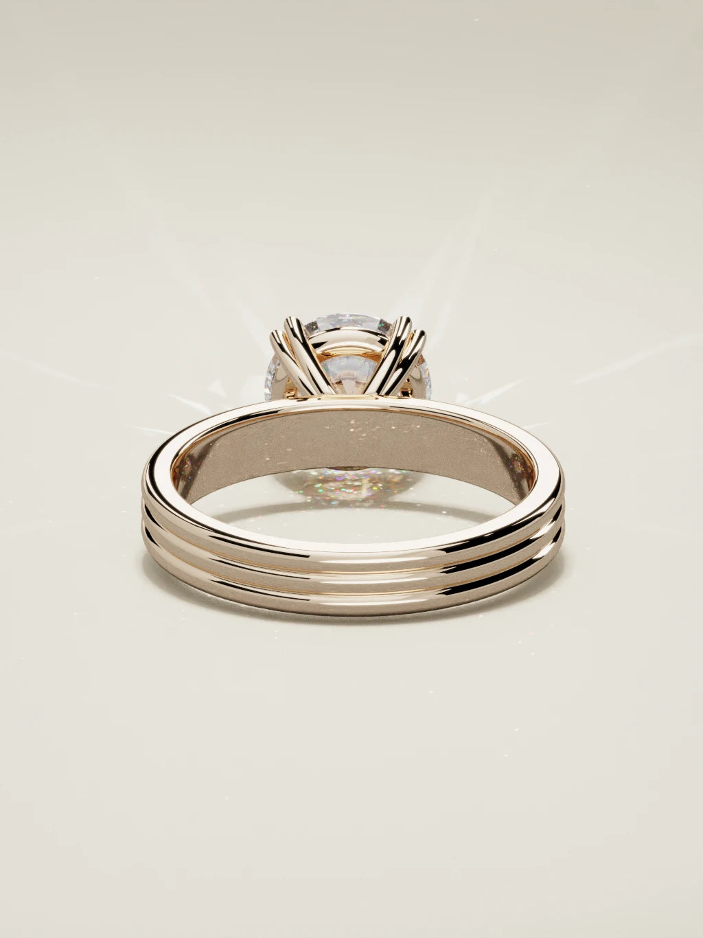 The Lira round lab-grown diamond solitaire in 14K rose gold, back view