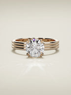 The Lira round lab-grown diamond solitaire in 14K rose gold, front view