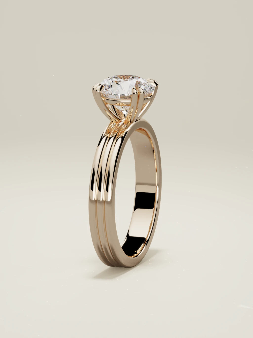 The Lira round lab-grown diamond solitaire in 14K rose gold, standing front view